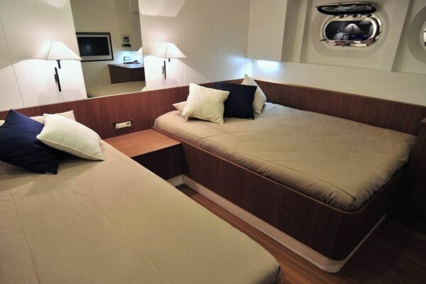 ubi-bene-yacht-photo-20 Luxury gulet yacht interior in Turkey with comfortable sleeping quarters and modern amenities for premium gulet charter experiences in Turkey.